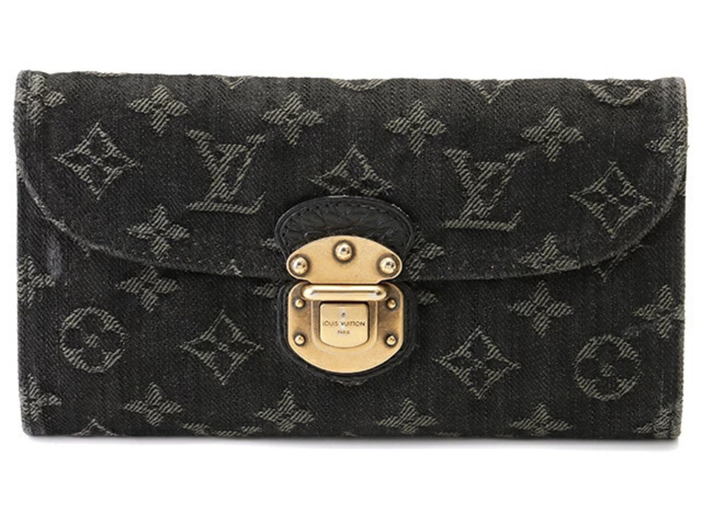 LOUIS VUITTON Portefeuille Amelia Wallet Monogram Denim Noir Black